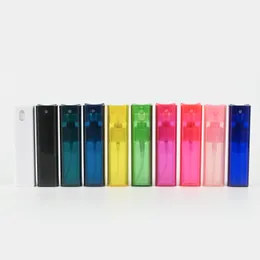 10ml Refillable flat square glass Pocket Size Travel plastic spray perfume mist bottle Atomizer
