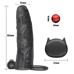 Male Penis Enlargement Extender Cock Ring Sleeve sexy Toy For Men Vibrating Dick Masturbation Device