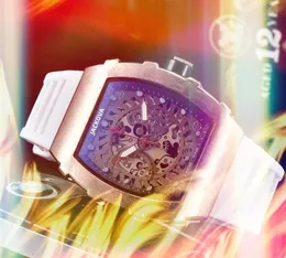 Orologio da polso al quarzo con quadrante scheletro moda più caldo da uomo 43mm Sapphire Cystal Trasparente orologi in gomma siliconica impermeabile all'ingrosso regali maschili orologio da polso