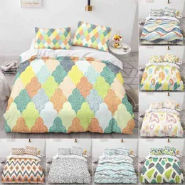 Boho Duvet Cover Queen Wave Textured Farmhouse Bedding Set 현대 기하학적 인종 모로코 중반 세기 킹 사이즈 퀼트