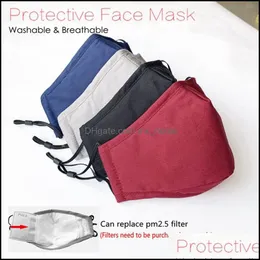 Face Mask Anti-Dust Earloop With Breathing Vae Adjustable Reusable Mouth Masks Soft Breathable Anti Dust Protective Cotton Drop Delivery 202