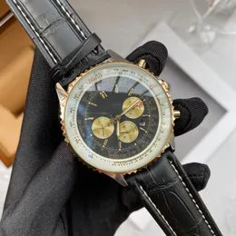 Brei New Luxury Mens Watch Aaa функции работы Quartz Watch Designer высококачественный высококачественный бренд сталь и кожаный ремешок Fashion Gift Sport Style One