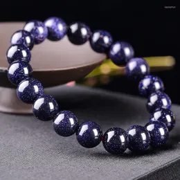 Beaded Strands 6/8/10/12mm Natural Blue Sandstone Crystal Bracelet For Women Men Couple Vintage Strand Bracelets Fashion Jewelry YBR Kent22