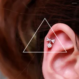 Stud Tiny tjeckiska zirkon kubiska bowknot piercing tragus för örhänge 2022 lyx charms titanium stål koreansk cartilagestud moni22