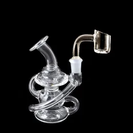 Novo design Handsize Recycler Water Tubs Dab Oil Rig AntiOverflow Glass Bongo Portátil no bolso com 4mm Quartz Banger Nail DHL grátis