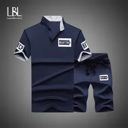 Men Tracksuits Summer Short Sleeve Tee shirtShorts Set Casaul Slim Fit Sporting Suit Mens Masculino Two Pieces Sets Hombre 220607