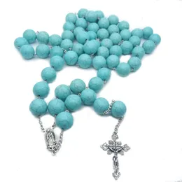 Pendant Necklaces Decorate The Walls Of Catholic Church Fashion Retro Style Nacklace 16mm Cross Necklace With Beads Friend GiftPendant