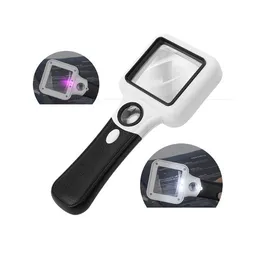 Handheld 5X 45X Loupe Microscope Magnifier with 3 LED lights 1 fluorescent lamp Reading Jewelry Antique Appreciation Collection Portable Magnifying Glass 6018