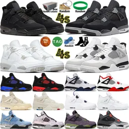 Voile Militaire Chat Noir Blanc Oreo 4 4s Hommes Chaussures De Basketball Université Bleu Thunder Feu Rouge Blanc Violet Ore Bred Toile Métallique Hommes Sports Femmes Baskets Entraîneur