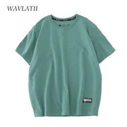 WAVLATII Women 100% Cotton T shirts Female Green Fashion Oversized Streetwear Short Sleeve Tees Tops for Summer WT2201 220408