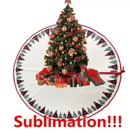 New Sublimation Christmas Tree Skirts Decorations Blanks Heat Press DIY Printing RED Christmas Linen Trees Ornament