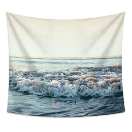 جدار السجاد المحيط الشاطئ معلق أمواج البحر السجادة المناظر الطبيعية الهبي Trippy Trippy Nature Art Wall Closm Dorm Booho Decor J220804