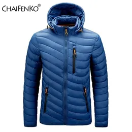 Chaifenko العلامة التجارية الشتاء دافئ السترة المائية الرجال الخريف خريف غطاء محرك السيارة سميك رجال رجال أزياء عرضية رفيعة المعطف