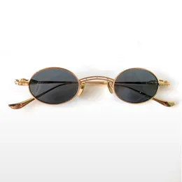 Owalne okrągłe nowoczesne okulary przeciwsłoneczne dla kobiet mężczyźni złota metal ciemnostrzelne soczewki przeciwsłoneczne ochronę UV Sonnenbrille Gafa de Sol z pudełkiem