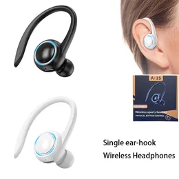 Ear Hook Wireless Earphones Bluetooth 5.2 Universal Single-Ear Sports Music Headset Business Headphones HD Call Waterproof Noise Cancelling Earbuds A1S