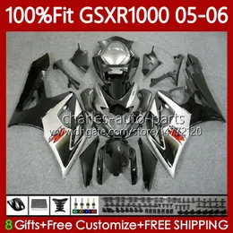 OEM Bodys Kit SUZUKI GSX-R1000 GSXR 1000 CC K5 05-06 Karoseri 122NO.12 1000cc GSXR-1000 Siyah Simli GSXR1000 05 06 GSX R1000 2005 2006 Enjeksiyon Kalıp Moto Fairing