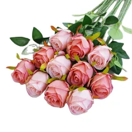 Bir sahte çiçek tek kök gül simülasyon yağlı boya tablo rosa düğün ev dekoratif yapay çiçekler için rosa
