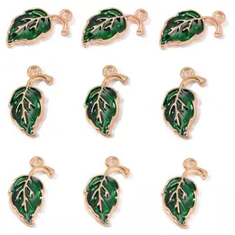 Pendant Necklaces 50Pcs Leaf Enamel Charms Pendants Alloy Leaves Beads Wine Glass For Jewelry Making Bracelet Necklace EarringPendant Pendan