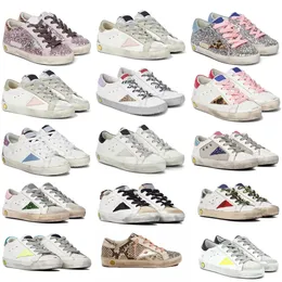 Vita Italien barnstorlek barn Casual Skor Do-gamla Dirty Golden Glitter Camo Sneakers Bicolor Läder Super Star And Heel Metallbokstäver