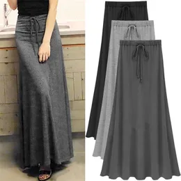 Womens elastische Taille A-Line Röcke Hüfte schlanke lange lose Schuppen Split große größe gestrickte isol1080 220401
