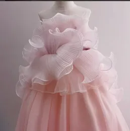 Glitter Flower Girls 'Elbiseler Doğum Günü Partisi Elbise Seques Pullar Tül Dantel Rufflls Sleeveless High Boyun Aplike Kat uzunluğu Özel Made Taarned