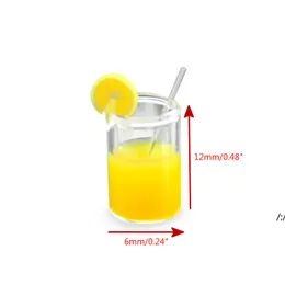 미니 레몬 컵 오렌지 주스 유리 모델 미니어처 인형 1:12 1 : 6 스케일 인형 집 액세서리 인형 장식 요정 정원 DIY 장난감 JLE13917