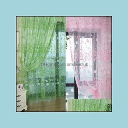 Sheer Perdeler Pencere Tedavileri Ev Tekstil Bahçe Şık Odası Çiçek Desen Vual Perde Panel Drapes Damla Teslimat 2021 WQMMY