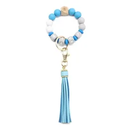 2022 Party Favor Letter Silicone Bead Bracelets Tassel Key Chain Pendant Women's Jewelry Bag Accessories Mother's Day Gift