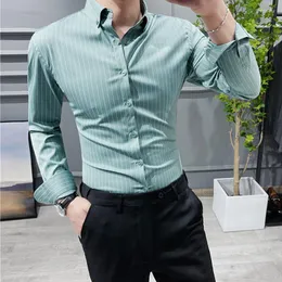 Men's Dress Shirts Small Asian Size Luxury Texture Work Profession Slim Long Sleeve Shirt Striped DesignMen's Vere22