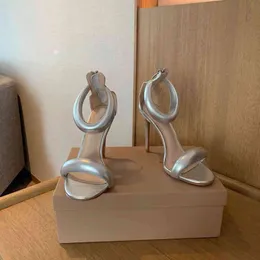 Gianvito Rossi Stiletto Superhöga klackskor Dam Sommar Gladiator Sandaler i äkta läder ZIP Designer Skor med öppna tår Chaussure Femme With Box 260