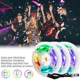 Strisce luminose RGB SMD Lampada flessibile Diodo a nastro USB DC5V 5M 10M Schermo da scrivania TV Illuminazione di fondo Bluetooth ControlLED LEDLED LED