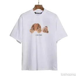 2022 T-shirts Angel Palm Trendy Decapitated Teddy Bear Print T-shirt solta para homens e mulheres, carta manga curta 3s