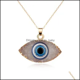 Pendant Necklaces Pendants Jewelry Simple Evil Eye Druzy Drusy Necklace Women Resin Handmade Clavicel Chains For Female Christmas Imitatio