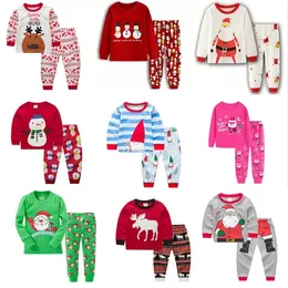 35 Style Christmas Kids Piżamy Zestaw Dres Subs 2 sztuk Stroje Santa Claus Suits Zestawy Drewno Baby Drukowane Strona główna Odzież