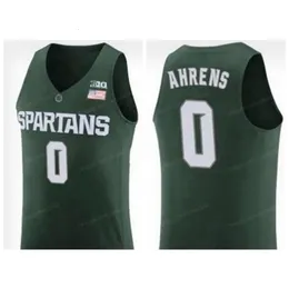 Nikivip Custom Retro #0 Kyle Ahrens College Basketball Jersey Men's Stitched Green Any Size 2XS-5XL Name Or Number Top Quality