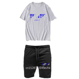 Trapstar camiseta e shorts 2 peças conjunto homens treino verão roupas esportivas de fitness algodão manga curta tops jogging terno 220726