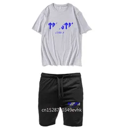 TRAPSTAR T-shirt e pantaloncini Set da 2 pezzi Tuta da uomo Abbigliamento sportivo estivo Fitness Top in cotone a maniche corte Tuta da jogging 220726