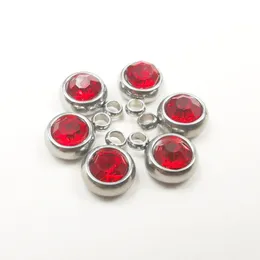 24 Uds. Colgante pequeño de cristal rojo de 6mm, dijes de piedra natal, colgantes de cuentas con anillos para pendientes DIY, collares, pulseras, artesanías