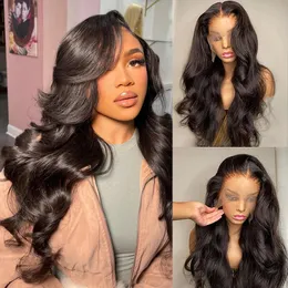 Body Wave Lace Front Wig Brazilian Pre Plucked Human Hair Wigs For Women 13x4 Hd Frontal Wig Full 30 40 Inch Loose wavy 150% density natural scalp