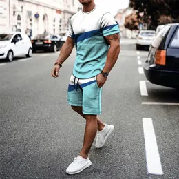 Summer Streetwear Men Set Tracksuit For Man Overdized Clothes 3D Printed T Shirt Shorts Sportwear Mens Tshirts Fashion Suit 220705