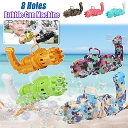 8 löcher Automatische Gatling Bubble Guns Für Kinder Elektrische Blase Maschine Für Outdoor Sommer Kinder Spielzeug Jungen Mädchen Geburtstag Geschenk 220621