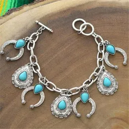 Bracelets de charme link geométrico Link Bracelet Blue Water Shoplet para mulheres boho estilo -InsiriredCharm braceletcharm INTE22