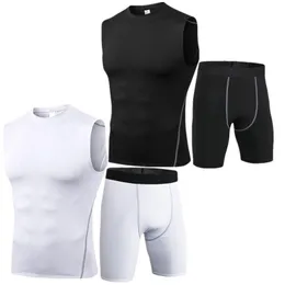 Roupas de ginástica masculinas shorts calças justas colete menino tanque sem mangas t-shirt top compressão singlet fitness treino ao ar livre treinamento ciclismo