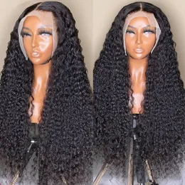 13x4 Löst djupvåg brasilianska mänskliga hår peruk 32 34 tum transparent syntetisk lockig spets front peruk för svarta kvinnor