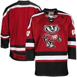 Thr 2020NCAA Wisconsin Badgers College Hockey Jersey Broderi Stitched Anpassa något antal och namntröjor