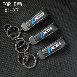 Keychains Leather Carbon Fiber Car Rings Trinket Rotate 360 Degrees For X1 X2 X3 X4 X5 X6 X7 Lanyard Auto Accessories Miri22