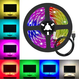 5V 5M USB Cable Power LED strip light lamp SMD 3528 Christmas desk Decor tape For TV Background Lighting