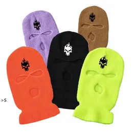 Embroidery Clava Masks Motorcycle 3 Hole Full Face Knit Ski Mask Beanie Hatbeanie BBB14987
