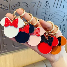 Fashion Cartoon Keychain Cute Mouse Designer Key Chain with Buckle Classical Retro PU Leather Keyring Lovers Car Pendant Handbag Bags Gifts Light