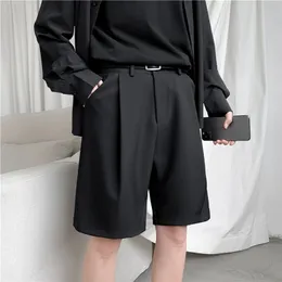 Summer Mens Shorts Straight Fit KneeLength Short Suit Pant Solid Beige Black Summer Clothing Student Thin Casual Shorts Man 220617